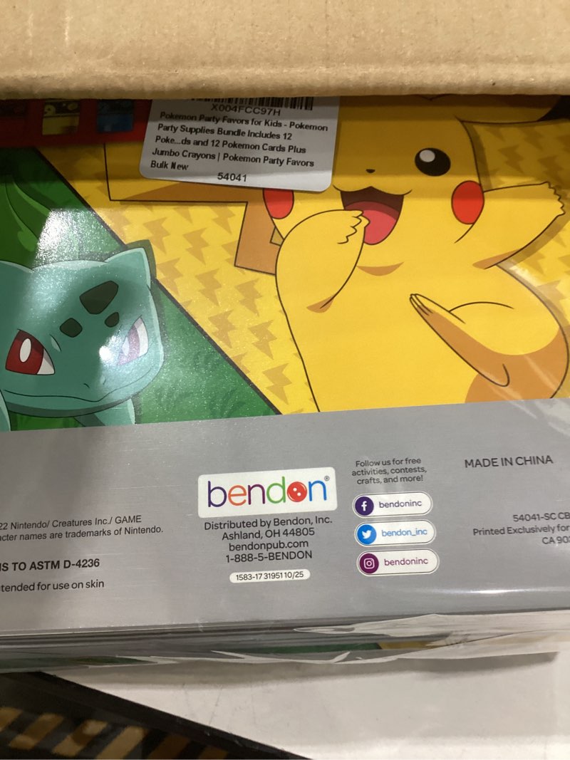 Condition photo showing New/Like New for Pokemon Party Favors for Kids 8"x11" - Party Supplies Bundle Includes 12 Pokemon Coloring Books for Kids and 12 Pokemon Cards, Jumbo Crayons | Pokemon Party Favors Bulk