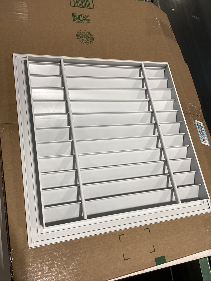 Condition photo showing Good Condition for patikil 16" x 16" aluminum return grille, air supply vent cover linear bar ventilation grille for sidewall wall ceiling hvac system, outer size: 17.7" x 17.7", white 16 x 16 inch
