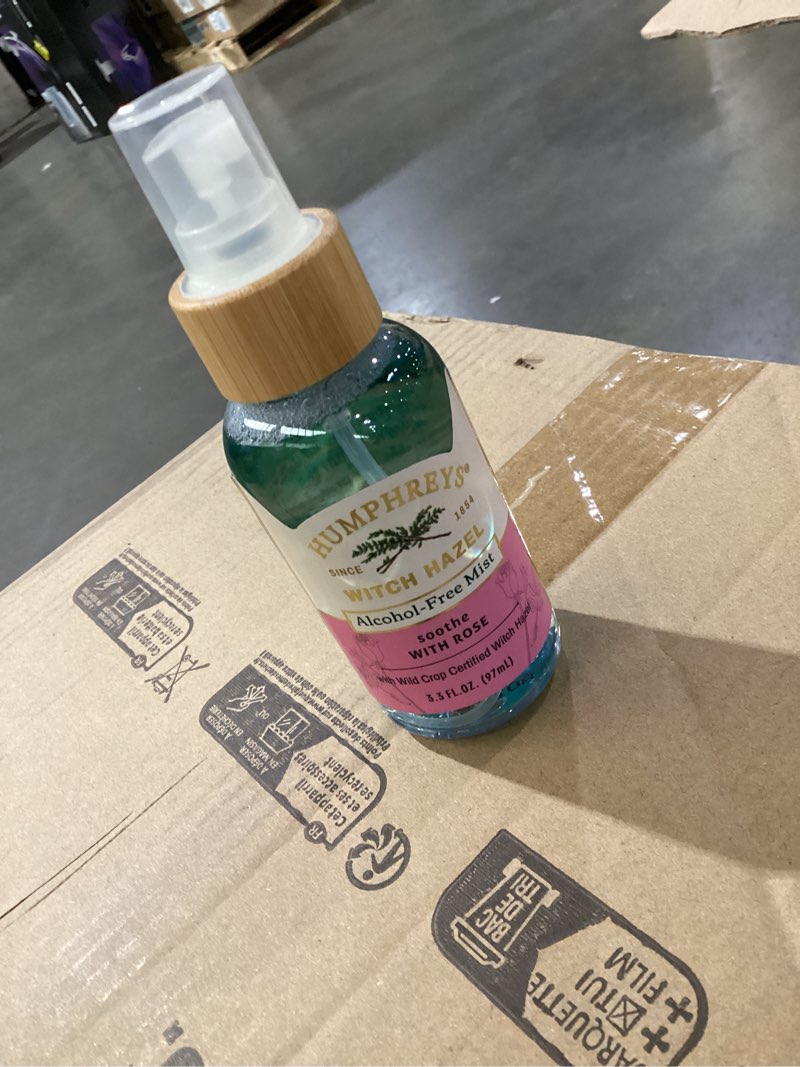 Condition photo showing Good Condition for humphreys witch hazel hydrating toner mist spray | balancing & hydrating facial toner | alcohol-free | wild harvested witch hazel | soothing rose water | 3.3 fl oz travel size | vegan & cruelty-free hydrating 3.3 fl oz (pack of 1)