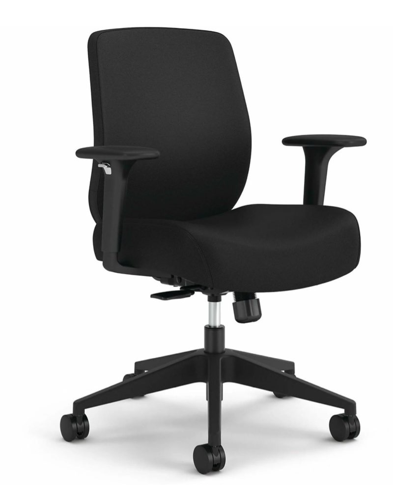 Mid-Back Task Chair - Asynchronous Computer Chair for Office Desk, Black Fabric 