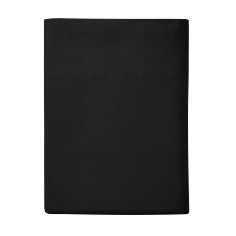 mainstays easy care 300 thread count solid rich-black cvc cotton blend fitted sheet, queen (adult)