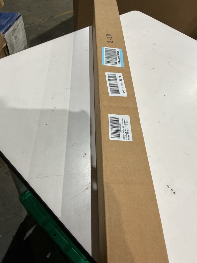 Condition photo showing Good Condition for cordless blackout roller shades blinds for windows free-stop,pull down room darkening with valance,thermal insulated woven fabric window door blinds for home,office,white 39" w x 72" l 39"w x 72"h white