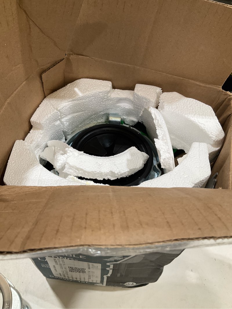 Condition photo showing As Is for insinkerator badger 1xl continuous feed 1/3-hp septic safe non-corded garbage disposal