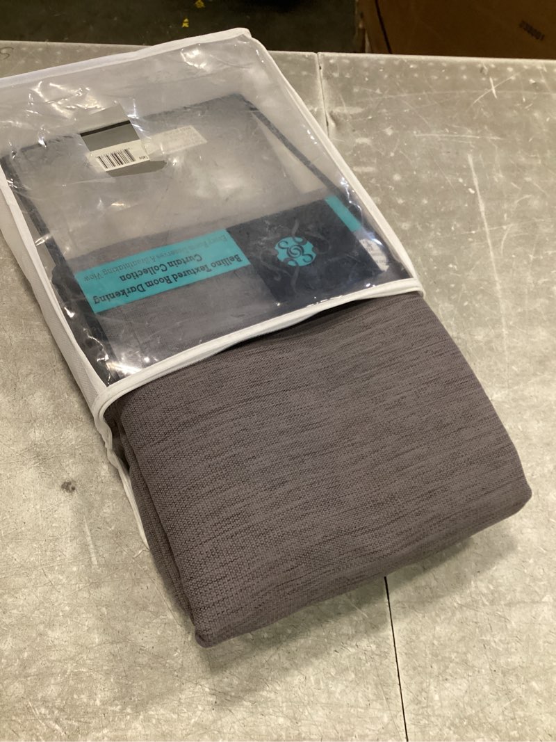 Condition photo showing New/Like New for armour grey textured bellino room darkening curtains-50 in. w x 108 in.l rod pocket with back tabs single window panel