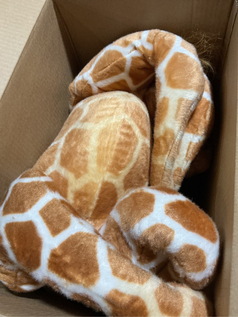 Condition photo showing Good Condition for Giant Stuffed Giraffe Animal Set, 47 Inch Large Giraffe Plush Toy for Kids with Bird & Basket & Leaves & Card, Toddler Lifelike Standing Toys Stuffed Animal Gift for Girls Boys