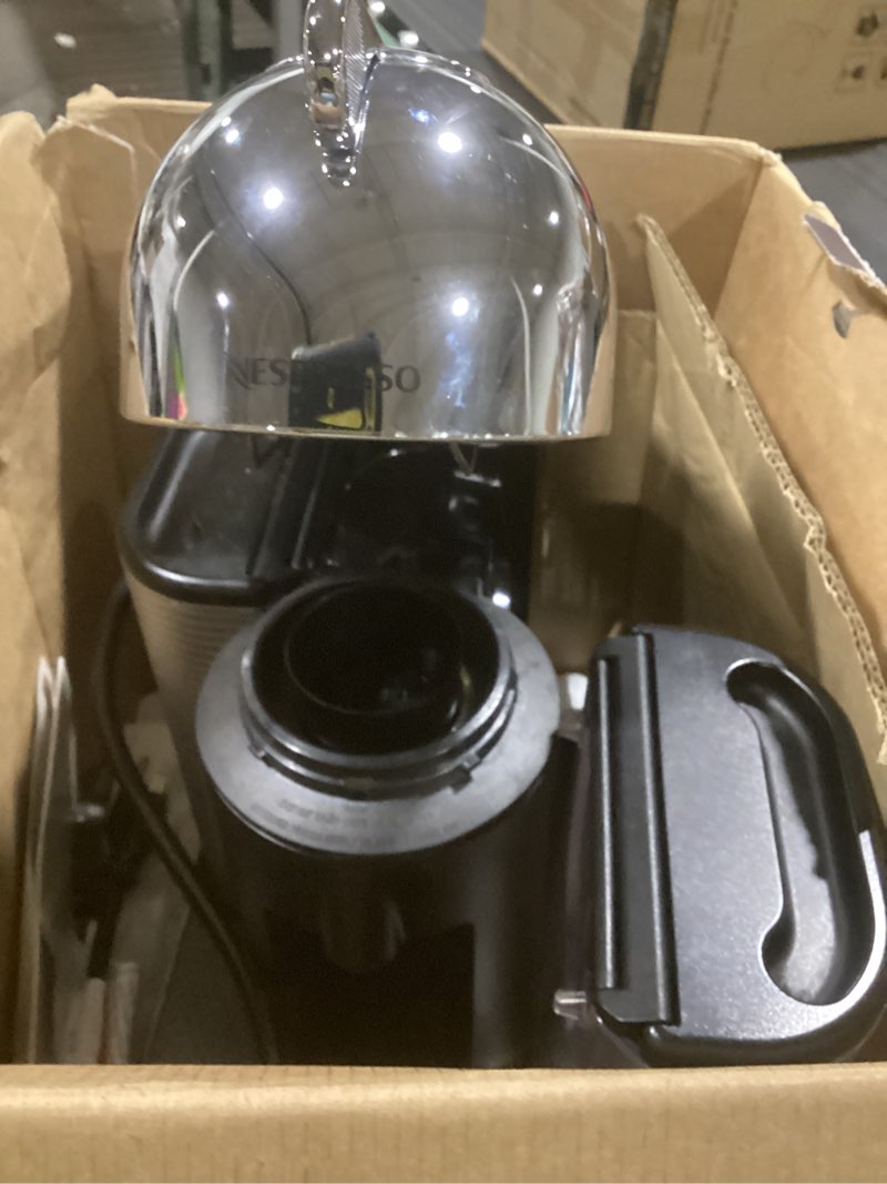 Condition photo showing As Is for nespresso vertuo coffee and espresso maker by breville, chrome machine chrome