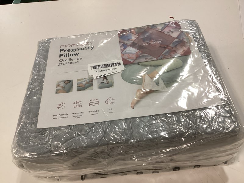 Condition photo showing New/Like New for momcozy pregnancy pillows with cooling cover, u-shaped full body maternity pillow for side sleepers 57 inch - support for back, hip, belly, legs for pregnant women grey- cooling fabric