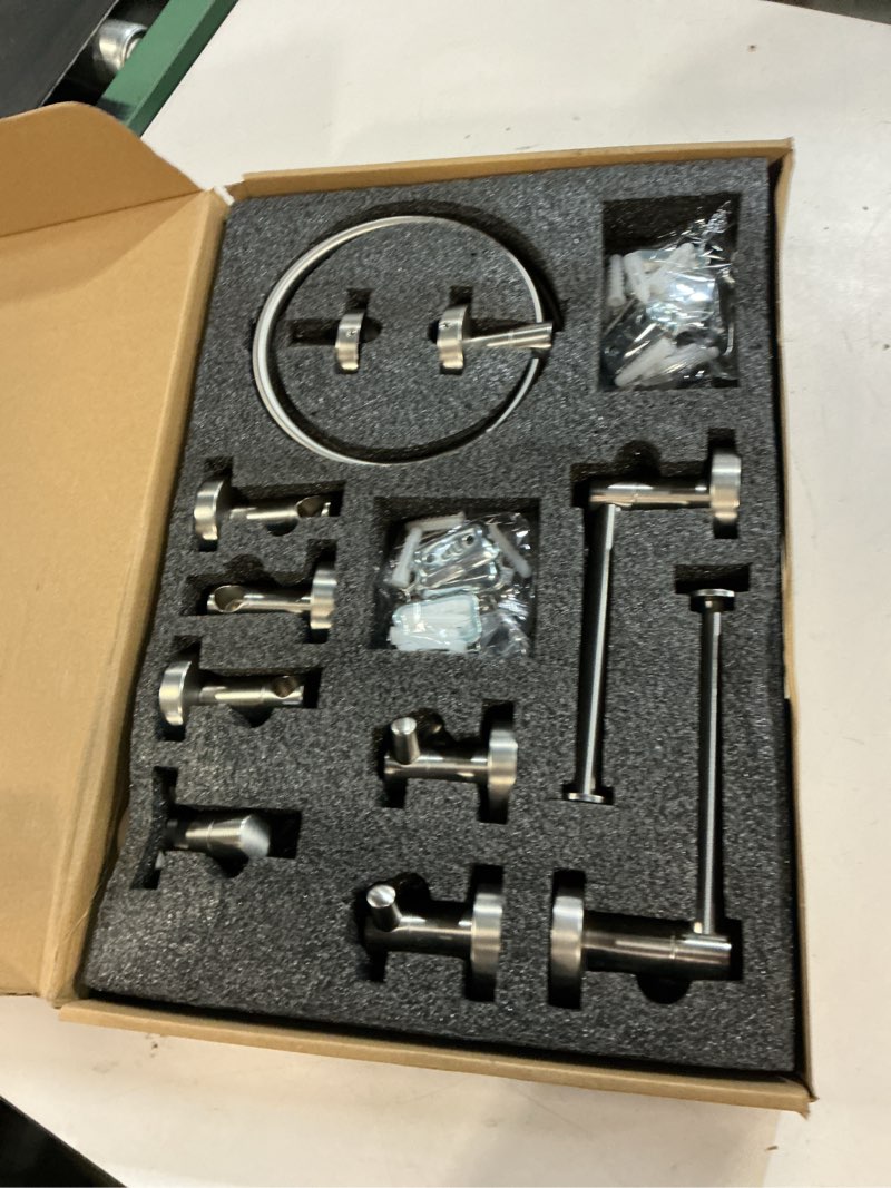 Condition photo showing Good Condition for bgl bathroom hardware set brushed nickel bathroom accessory set towel bar 8 pieces brushed nickel 8 pieces