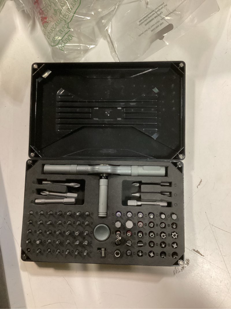 Condition photo showing As Is for 74 in 1 Magnetic Screwdriver Set, Multi Bit Ratchet Screwdriver Set with Detachable Handle, Repair Tool Kit for Furniture, Precision Electrical Appliance, Bicycle, Ring Doorbell, DIY, Watch