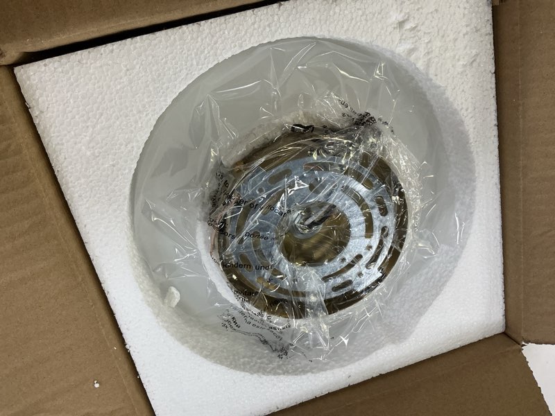 Condition photo showing New/Like New for industrial gold matte light fixtures ceiling mount, with frosted glass shades semi flush mount ceiling light, for hallway fixtures kitchen, foyer frosted gold