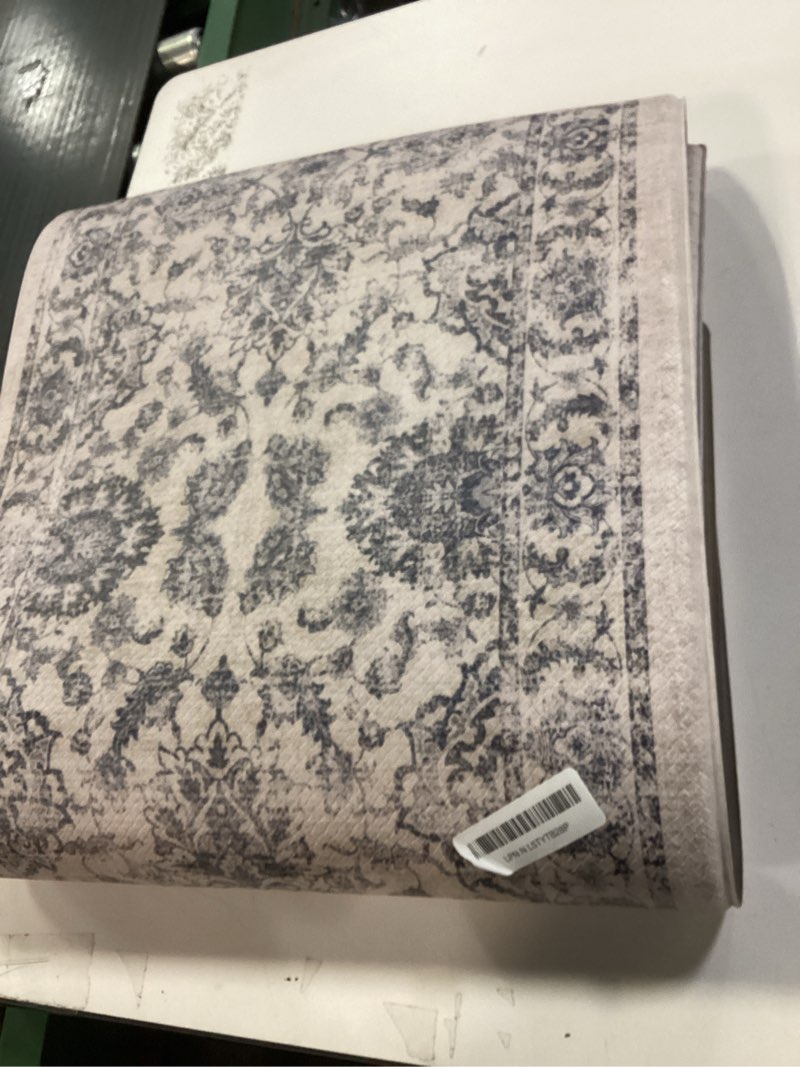 Condition photo showing Good Condition for KIMODE Anti Fatigue Boho Floral Rugs 17"x47"+17"x29", Cushioned Non Slip Mats for Sink, Laundry, Office, Desk Blue Multi 17.3" x 47"+17.3" x 29"--0.47 inches Multi-blue