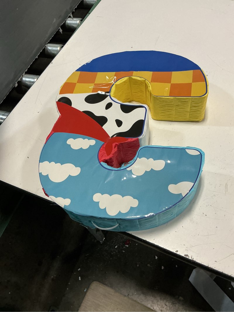 Condition photo showing New/Like New for hungdao toy inspired birthday piñata for kids cartoon cow number piñata decorations summer cartoon game with stick red scarf blue sky cloud boys girls baby shower farm party favor(number 3)