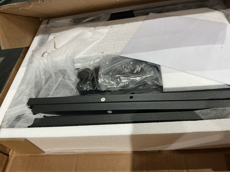 Condition photo showing As Is for besiost computer tower stand with power strips, 4 levels manual height adjustable pc tower stand for under desk, mobile rolling cpu holder, computer cart with wheels, 24", carbon fiber black carbon fiber black 24"