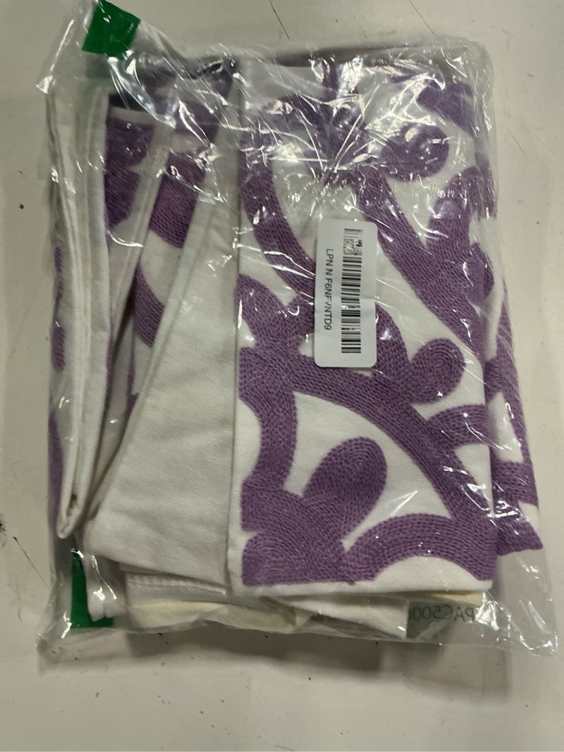 Condition photo showing Good Condition for alysheer embroidered decorative throw pillow covers 18"x18" set of 2 pieces, cozy boho mandala knit pattern, 100% cotton canvas light purple cushion cases for sofa couch living room (lilac lavender) lilac lavender 18" x 18" (pack of 2)
