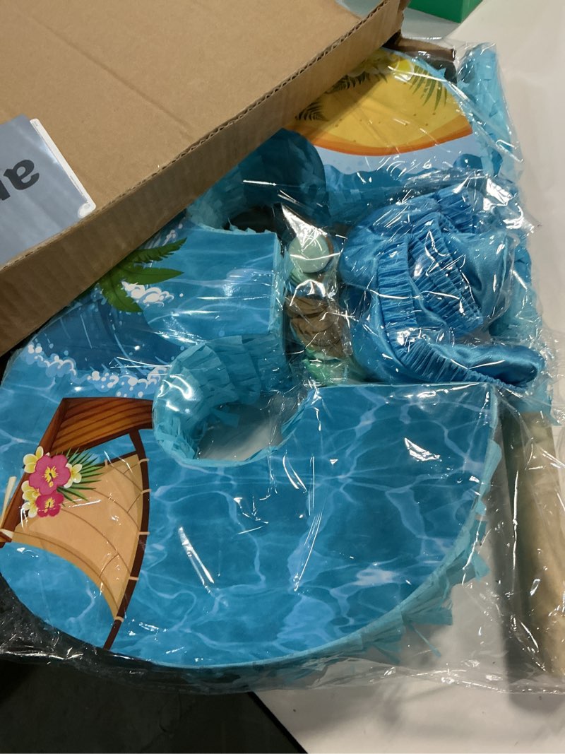 Condition photo showing Good Condition for Blue Sea Number 3 Pinata, 16 Inch Hawaii Beach Theme Piñata for 3rd Birthday Party Decorations with Stick, Blindfold and Confetti (Blue Sea 3 Pinata)