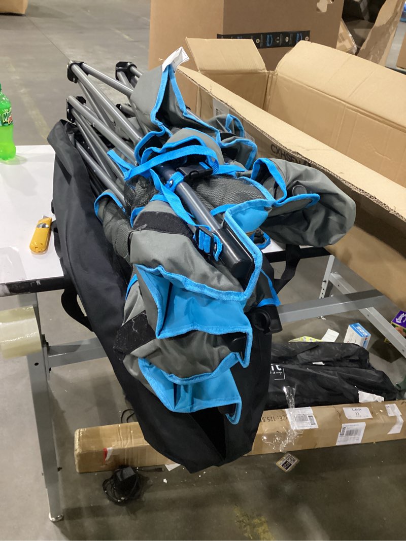 Condition photo showing New/Like New for Oversized Double Camping Chair Heavy Duty Camping Loveseat Extra Tall 2 Person Lawn Chair for Adults Foldable Camping Chairs with Cup Holders Perfect for Outdoor Sports Backyard(Bluegray) Oversized Two Seat Grey+blue