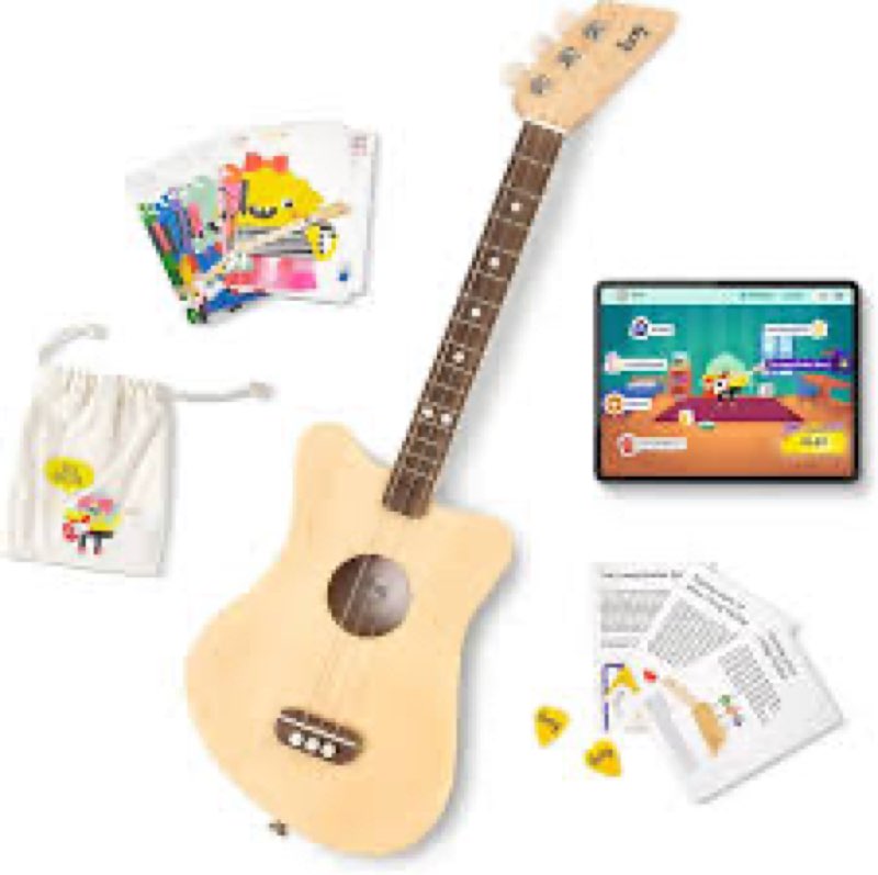 Loog Mini Acoustic kids Guitar for Beginners 3-strings Ages 3+ Learning app and lessons included