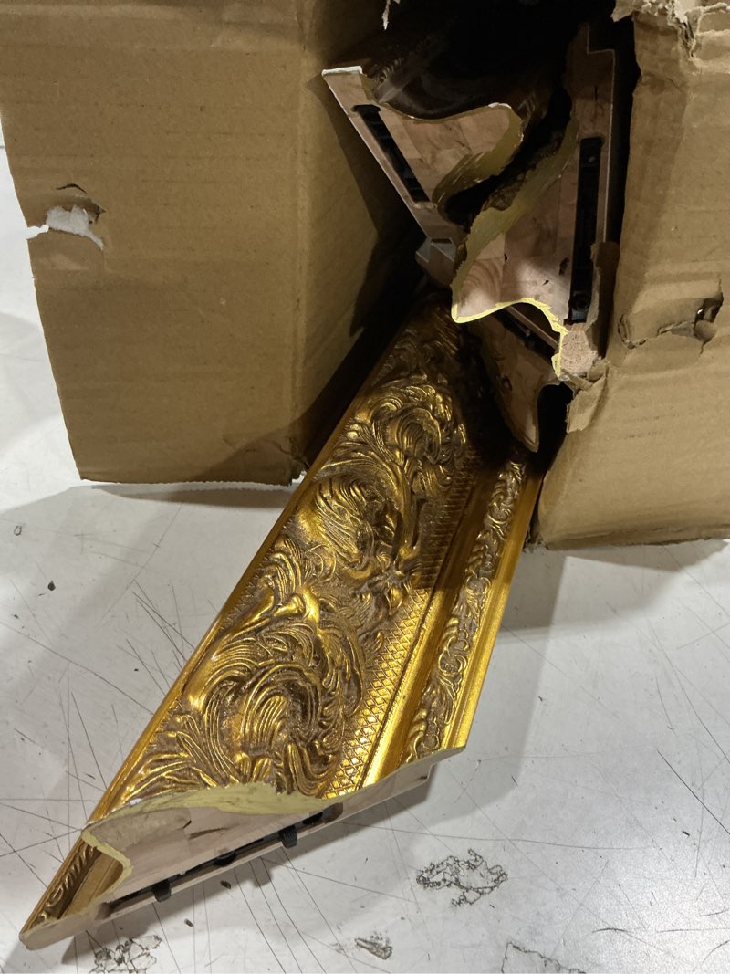 Condition photo showing Good Condition for luxury museum style canvas frame for 18x24 oil paintings diamond art prints, 3.7" wide diy wood baroque gallery wall frame for coffee shop dining room kitchen decor, no back & glass (gold) 18x24"