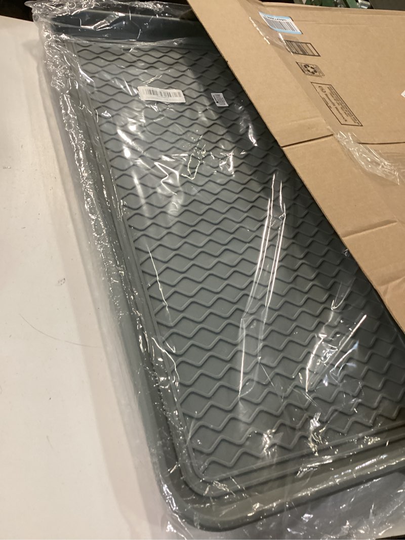 Condition photo showing Good Condition for Large Multifunctional Boot Tray 2 Pack Boot Mat Washable Indoor or Outdoor Tray Mat Doormats for Shoes Boots Plants Pots Paint Tins Pet Bowls Car Storage, 30 x 15 x 1.2 Inches Gray