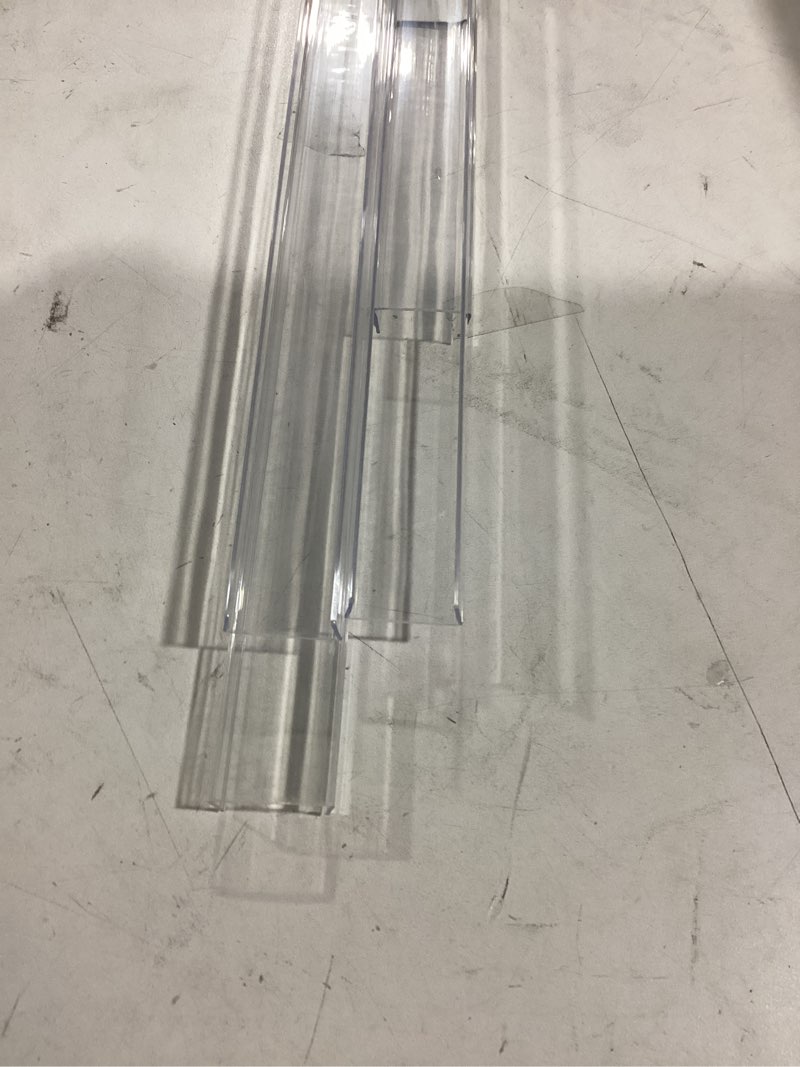 Condition photo showing As Is for 4pcs cabinet door protector, plastic edge protector trash drawer protector edge guard, slip on protectors for cabinets– 3/4" thick, 24" length, prevent wear, chipping, discoloration 24" length x 3/4" thickness - clear 4