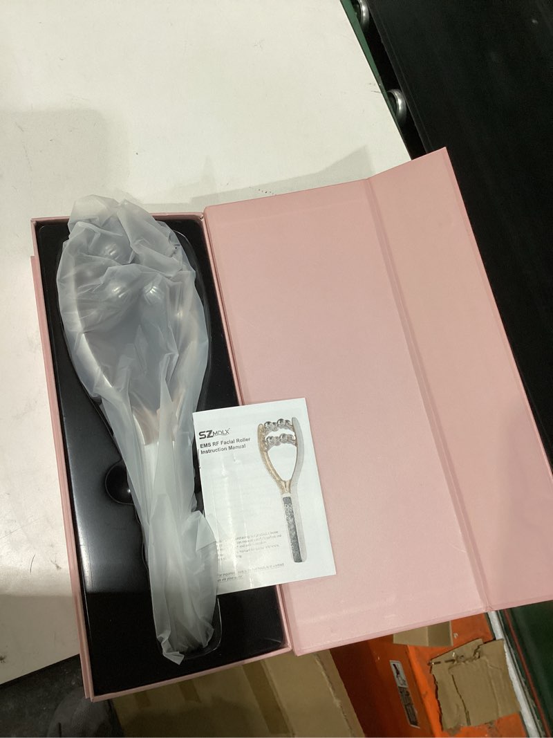 Condition photo showing Good Condition for wireless face massager tool, 8-roller 3d face roller for women, led facial massager with microcurrent ems, v-shape face sculpting tool for jawline, 6 light & vibration modes, usb-c rechargeable white+gold