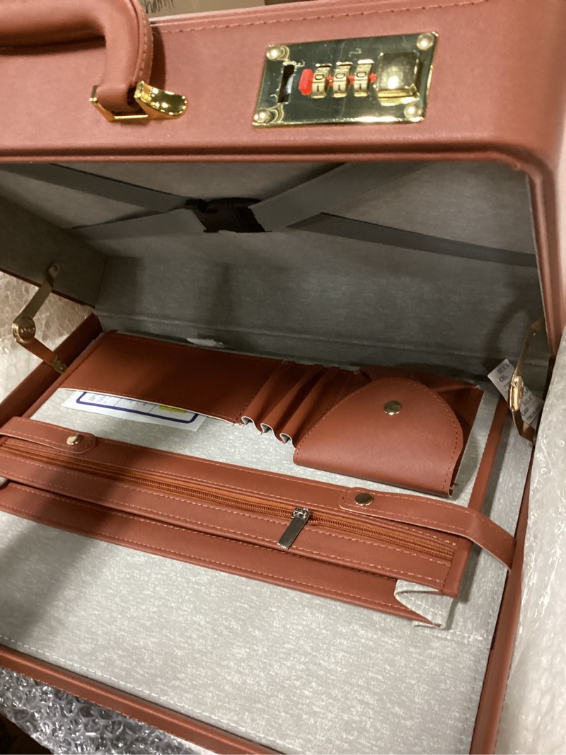Condition photo showing Good Condition for Briefcases for Men, Anti-Theft Dual Lock Briefcase with 16 Inch Laptop Compartment, Waterproof Faux Leather, Brief Cases Men with Multi File Organizer, Perfect for Office, Travel (Brown) Combination Lock Brown