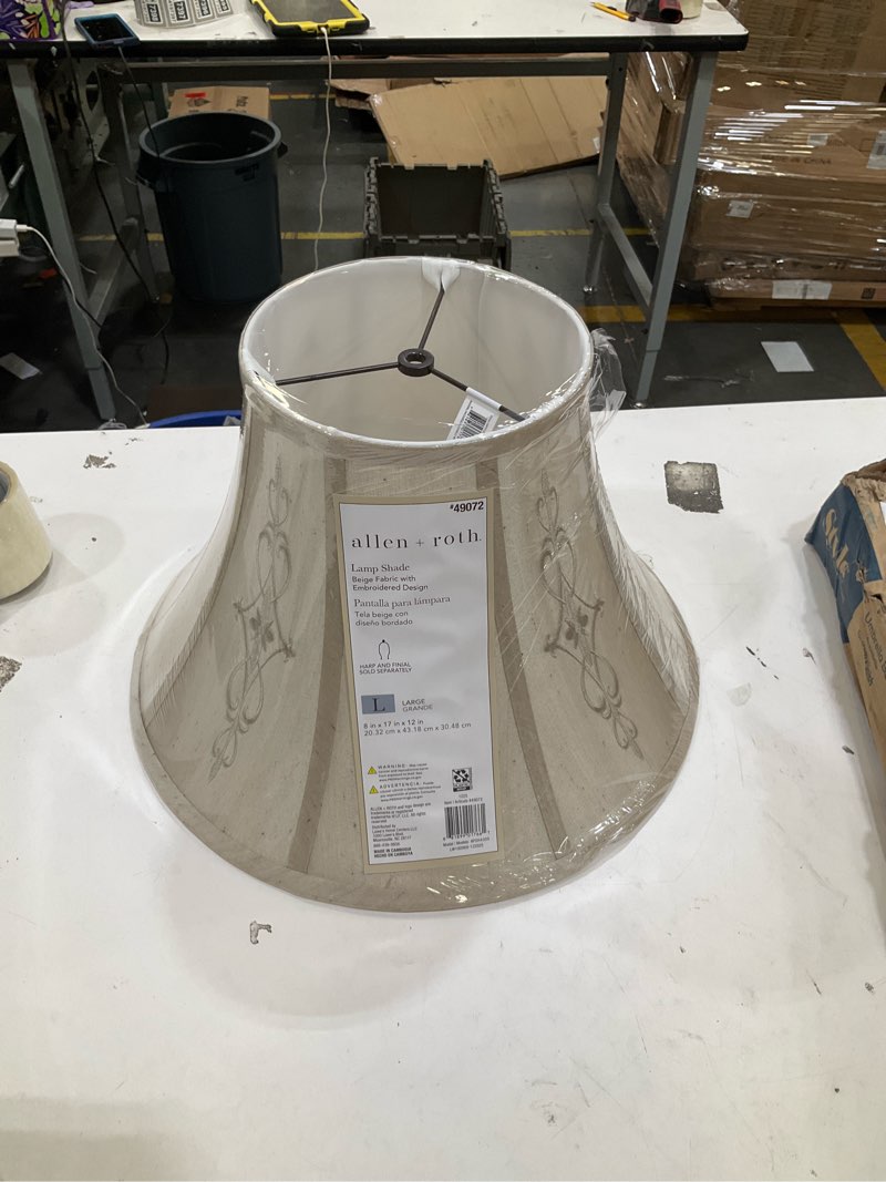 Condition photo showing Good Condition for allen + roth 12-in x 17-in beige fabric bell lamp shade