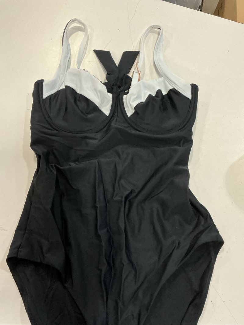 Condition photo showing Good Condition for italian underwire one-piece swimsuit, l, black/white