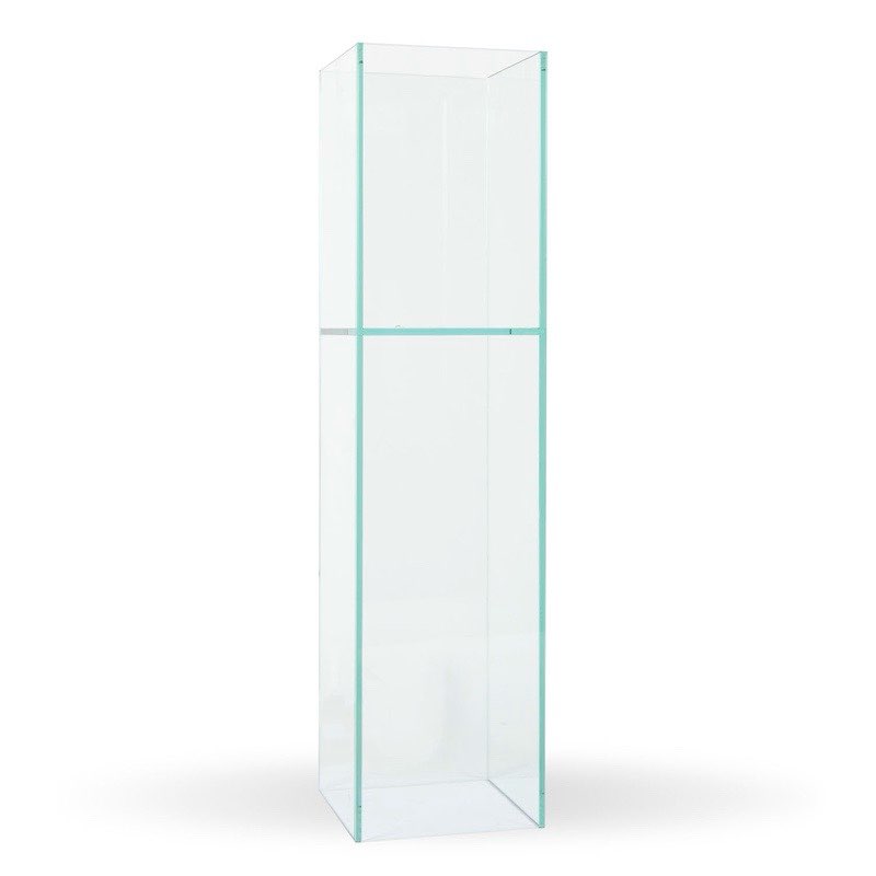 Square Glass Vase with Reversible Plate