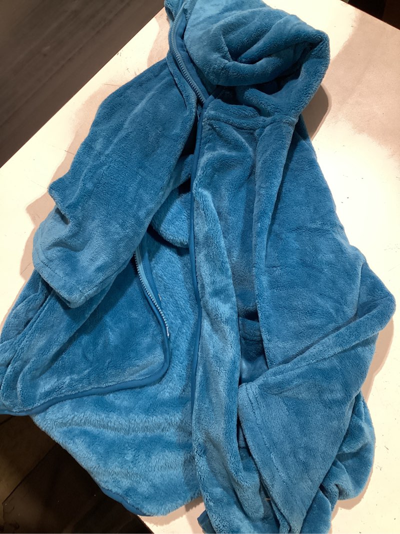 Condition photo showing Good Condition for sun cube kids hooded towel robe, zip-up fleece swim cover up, ages 7-12 | zipper changing hoodie, poncho, quick dry absorbent fleece, swimsuit coverup for pool beach surf bath, hood