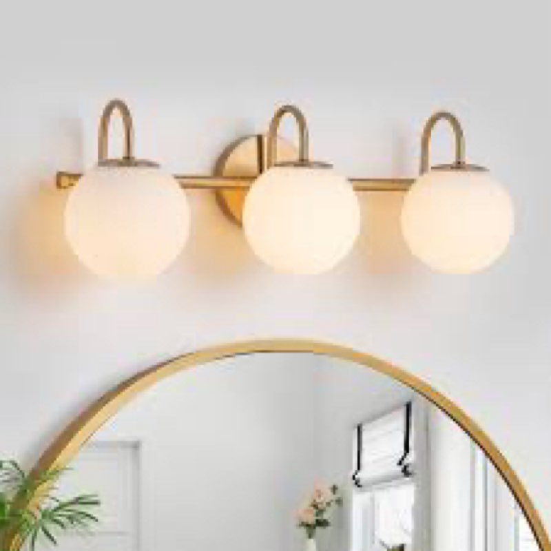 3 light vintage gold bathroom vanity light over mirror (similar to stock image) 