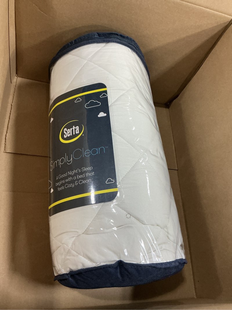 Condition photo showing Good Condition for serta simply clean triple action mattress pad, waterproof mattress pad, ultra soft and stain-resistant mattress pad, machine washable, queen, white