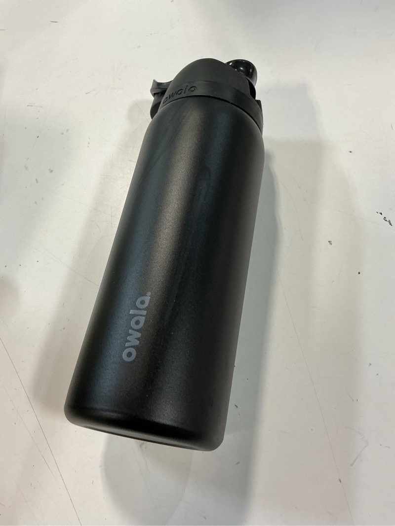 Condition photo showing As Is for owala freesip insulated stainless steel water bottle with straw, bpa-free sports water bottle, great for travel, 32 oz, very, very dark very, very dark 32 ounces