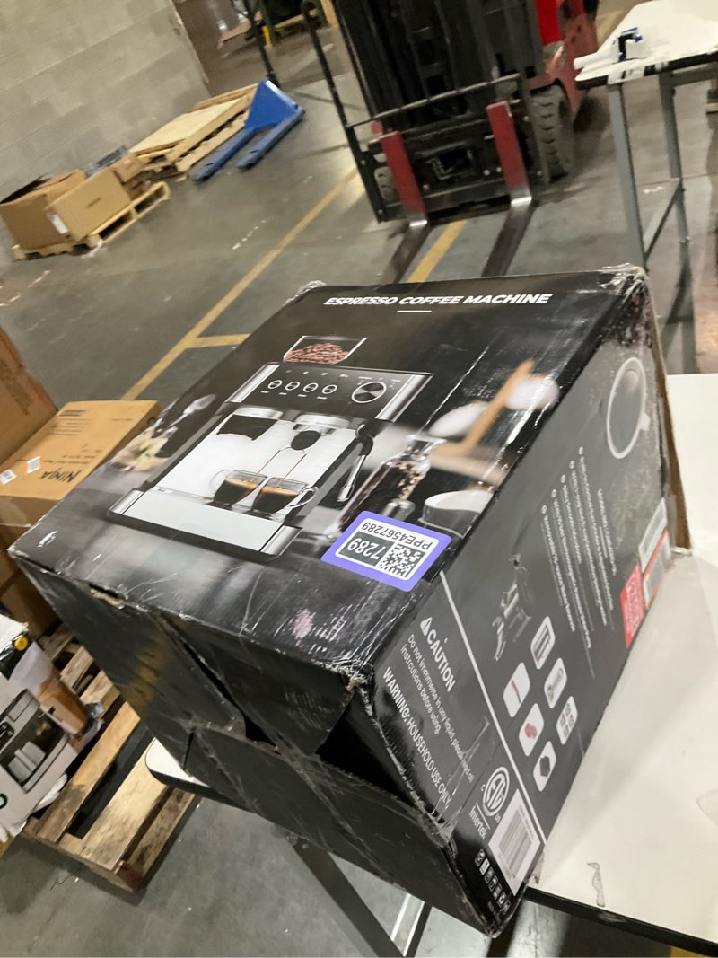 Condition photo showing As Is for (2025 Upgrade)20 Bar Espresso Machine with Built-in Anti-Clog Coffee Grinder, Expresso Coffee Machines with Milk Steam Wand/Frother/Tamping Tools,Espresso Maker with Grinder for Lattes-Deep Black