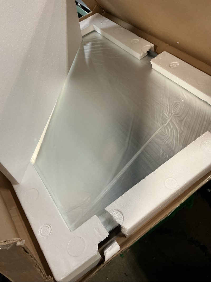 Condition photo showing Good Condition for loaao black bathroom mirror 24"x32" for wall, rectangle bathroom vanity mirror, hangs vertically or horizontally, easy to install, modern design matte blak 24"l x 32"w
