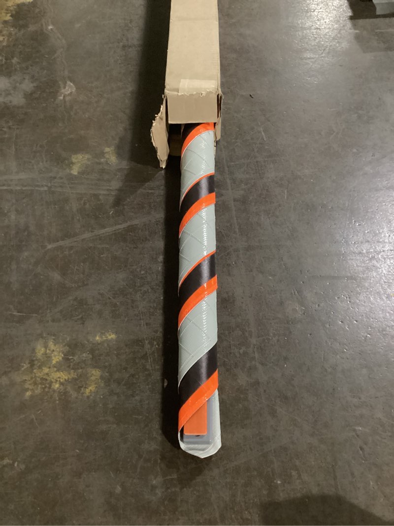 Condition photo showing Good Condition for (*text: ALLEY CLOSED AHEAD). 48\" Reflective Fluorescent Orange Roll-Up Warning Sign. 