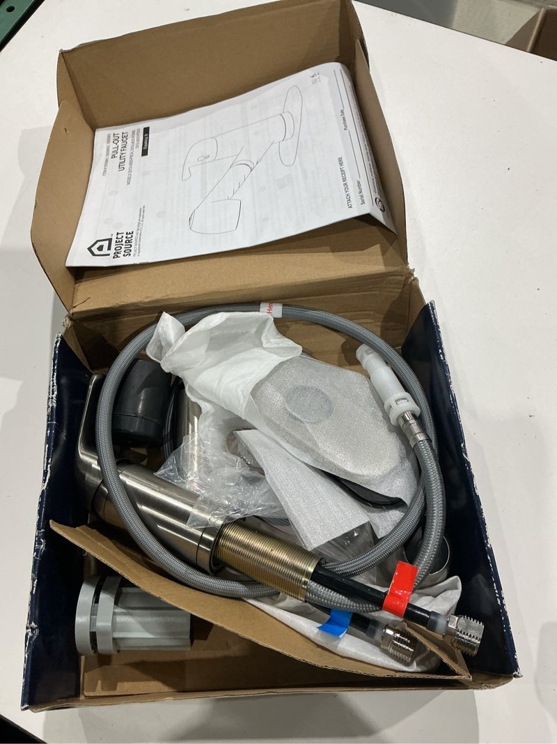 Condition photo showing Good Condition for project source stainless steel 1-handle deck-mount utility faucet with pulldown sprayer