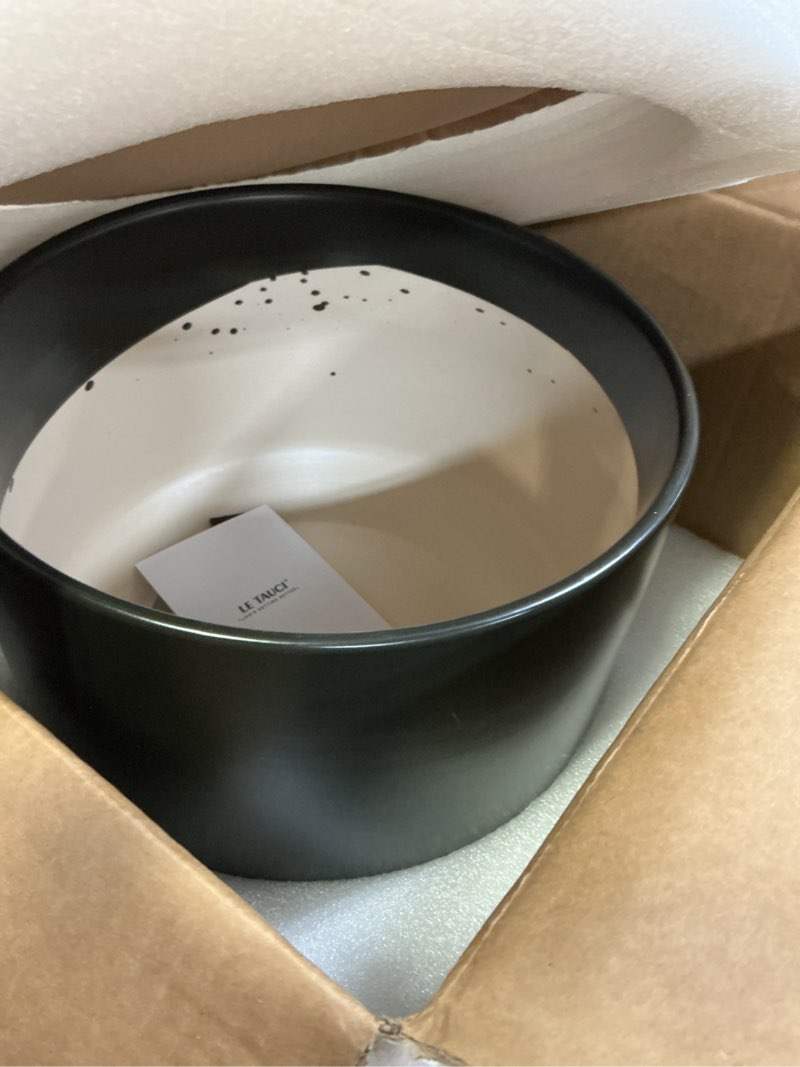 Condition photo showing Good Condition for le tauci 12 inch pots for plants, ceramic plant pots with drainage holes and saucers, elegant and durable large plant pot, perfect for home & office decor, black black 12 inch