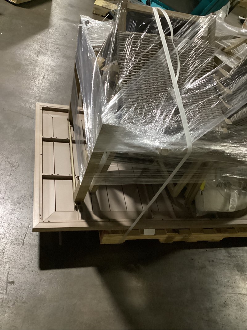 Condition photo showing Good Condition for allen + roth winslow 7-piece patio dining set with gray cushions