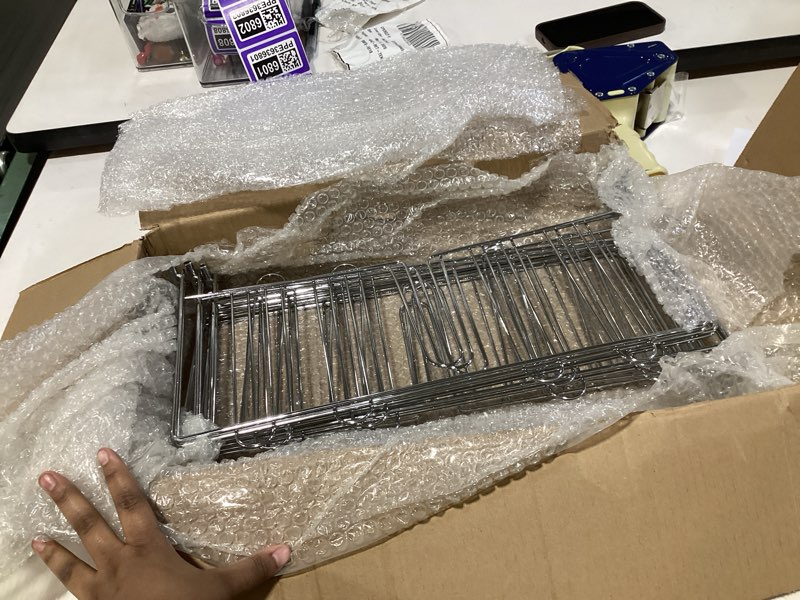 Condition photo showing New/Like New for 6 Pcs 18" W x 9" H Wire Shelf Divider Chrome Plated Steel Wire Rack Divider for Shelving Metal Accessories for Bathroom Kitchen Office Pantry Room Storage Organization, Silver 6 18" W x 9" H