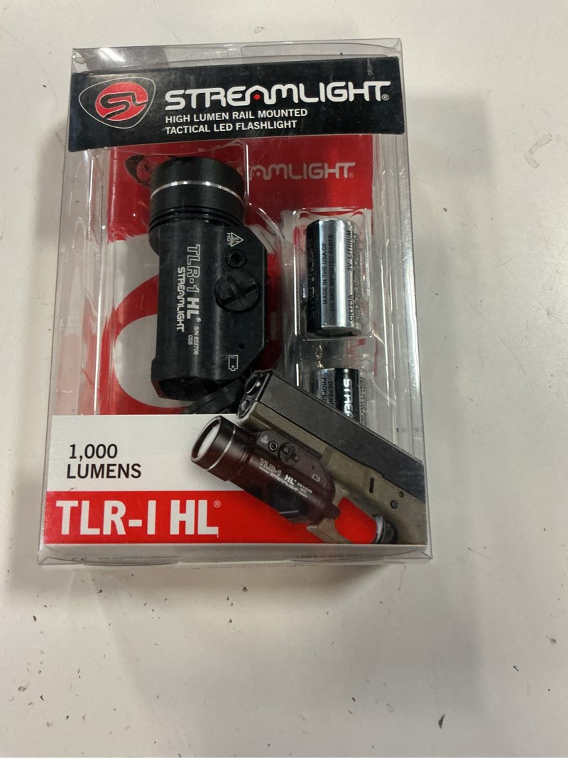 Condition photo showing Good Condition for streamlight 69260 tlr-1 hl 1000-lumen 20000 candela rail-mounted tactical weapon light with specific compatibility rail locating keys, black non-rechargeable black