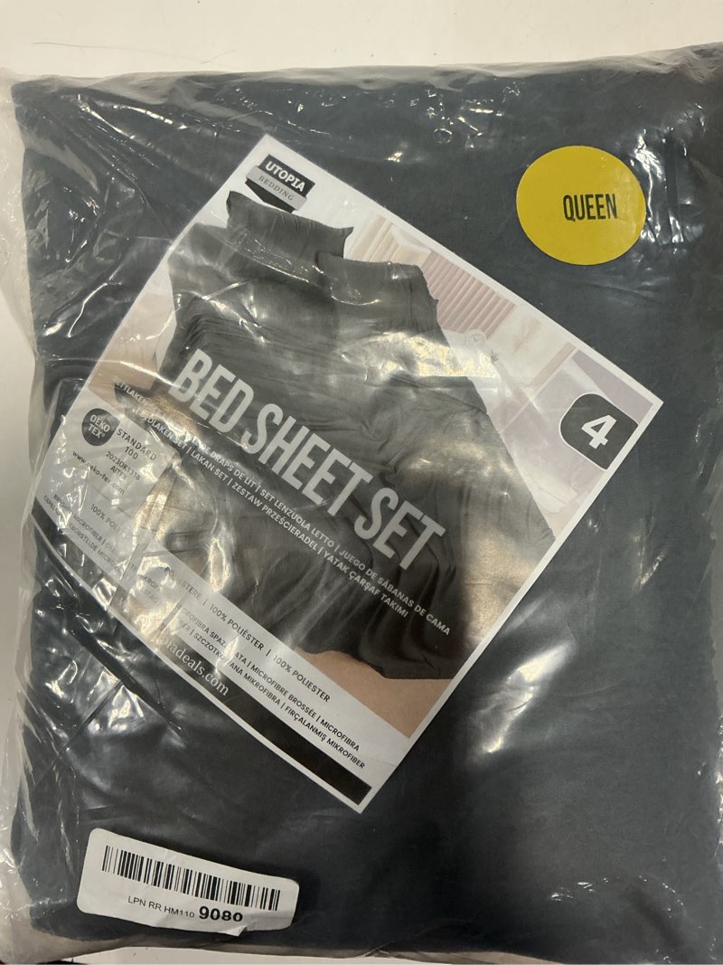 Condition photo showing New/Like New for utopia bedding jersey knit queen sheets set – 4 piece cotton jersey sheets, ultra soft t-shirt feel, breathable & stretchy bed sheet set, dark grey