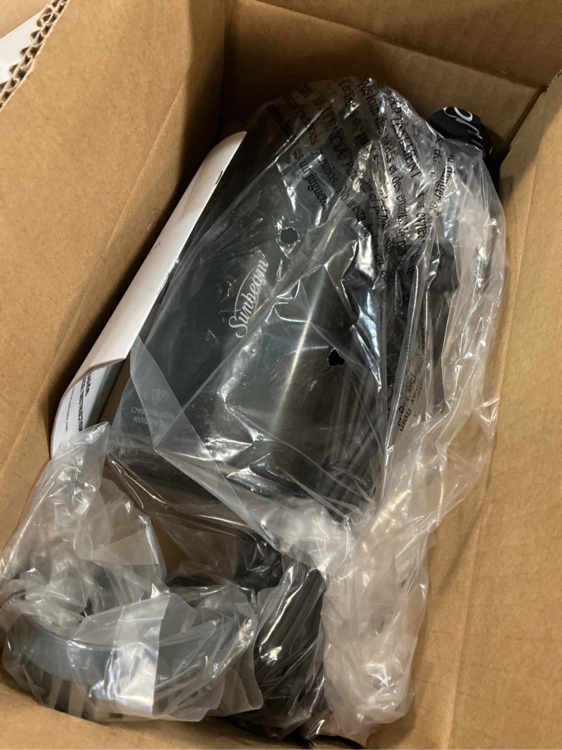 Condition photo showing Good Condition for sunbeam 1520w handheld steamer for clothes, portable, foldable, travel steamer, dual voltage 120/240, non-stick, high and low steam setting, 25s heat up, 140ml tank, bristle brush, storage bag, black 1520w travel steamer