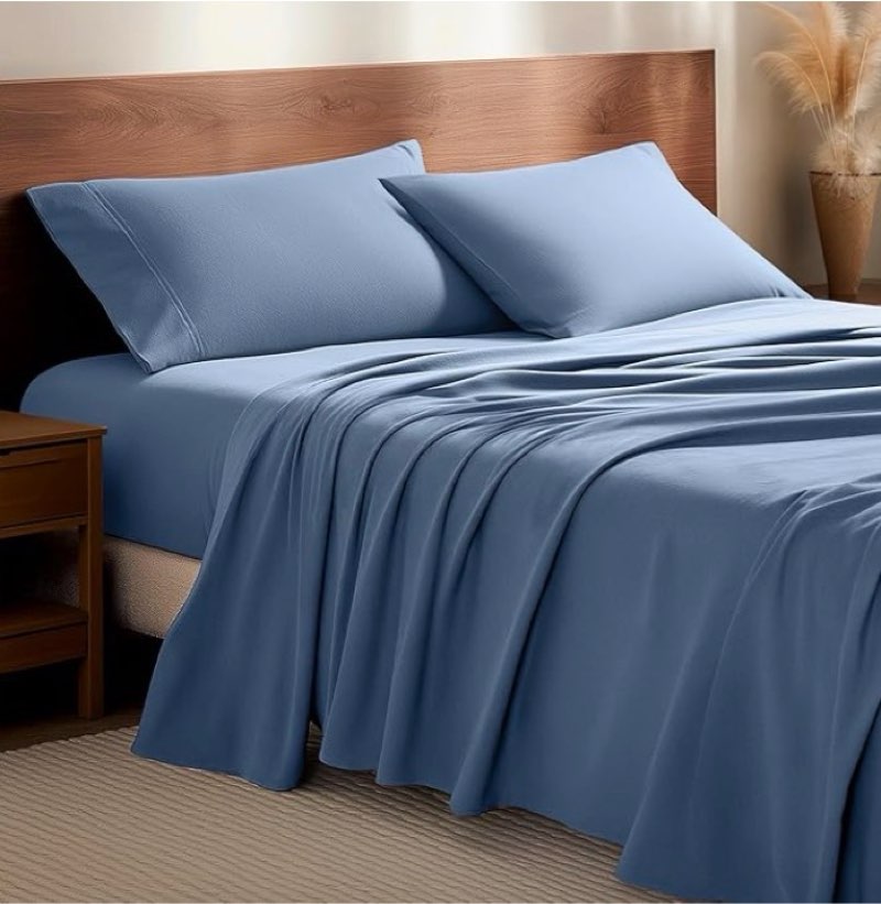 bare home flannel sheet set 100% cotton, velvety soft heavyweight - double brushed flannel - deep pocket, 4 pieces(king, coronet blue)