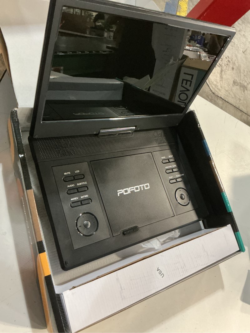 Condition photo showing Good Condition for pofoto 15.7" portable dvd player with 14.1" hd swivel screen for kids & elderly, 6-hour rechargeable battery, dual speakers, supports multiple disc formats,usb/sd/tv sync, black [not support blu-ray]