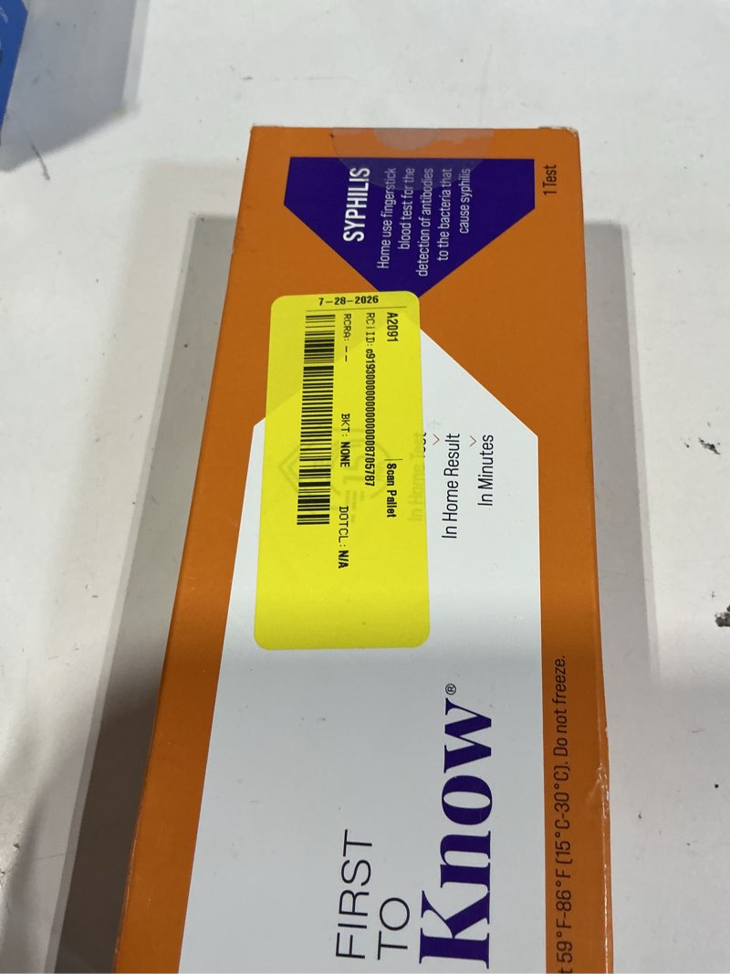 Condition photo showing New/Like New for first to know syphilis test kit, 1 at-home test, in home results in minutes, detection of antibodies to the bacteria that cause syphilis