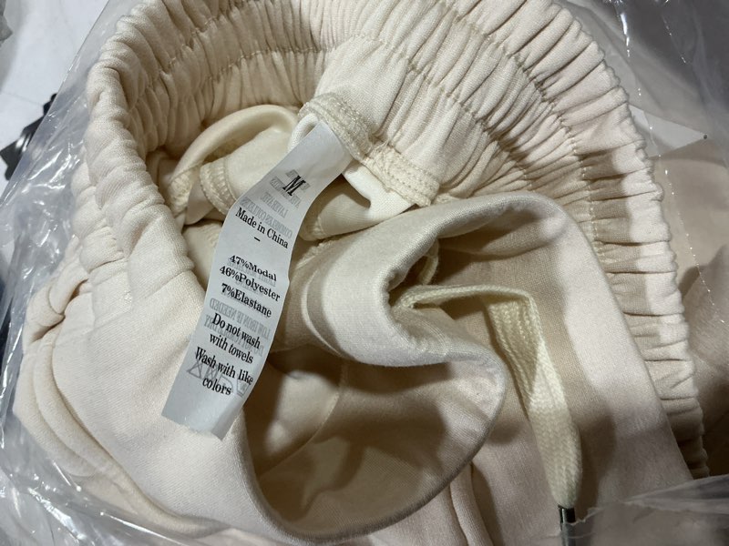 Condition photo showing Good Condition for SUUKSESS Women 2 Piece Lounge Matching Set Wide Leg Sweatpant Half Zip Sweatshirt Medium Apricot