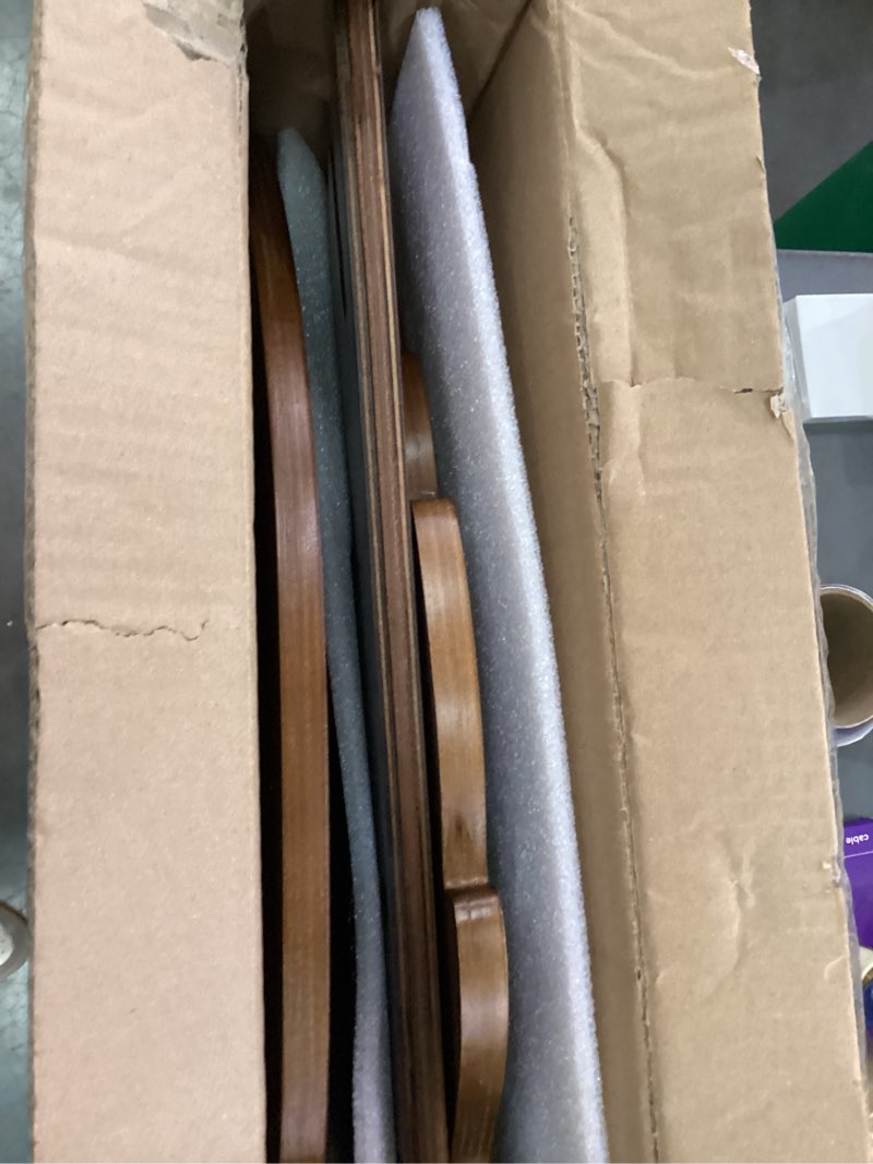 Condition photo showing As Is for BAMEOS Monstera Leaf Nesting Tables Set of 2, Small Side Tables f Set with Leaf Vein Pattern, Modern Wooden CoffeeTables for Living Room Bedroom Apartment Balcony Yard White Monstera