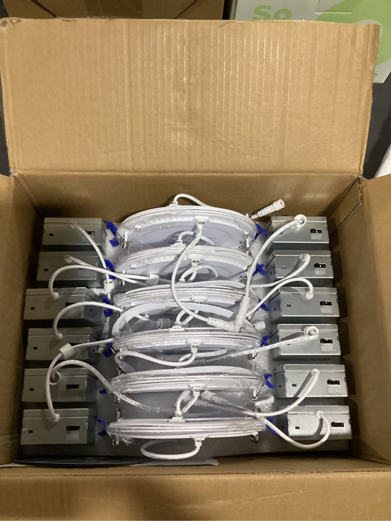 Condition photo showing Good Condition for Ensenior 12 Pack 6 Inch LED Recessed Ceiling Light, Dimmable, 2700K-5000K 5CCT, 1200LM 12W 120V, High Brightness Canless Wafer Downlight - ETL&FCC&IC 6 inch 2700k/3000k/3500k/4000k/5000k - 5cct White