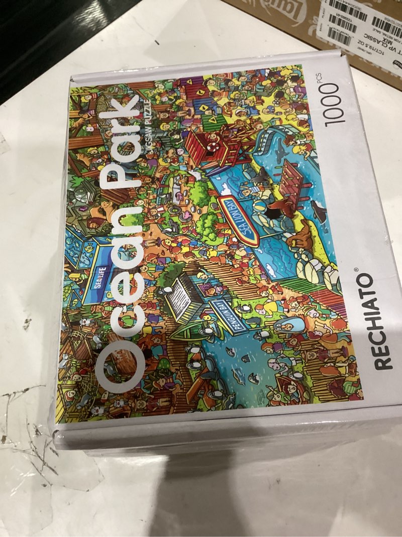 Condition photo showing As Is for Jigsaw Puzzles for Adults, 2 Pack 1000 Pieces Ocean Park Dinosaur Park Puzzle, Cartoon Painting Challenging Puzzles for Family Activity Game Nights Gifts Fidget Stress Relief